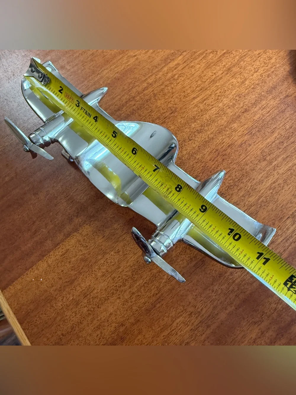 Vintage Godinger Silver Art Twin-Engine Airplane Sculpture Spinning Propellers